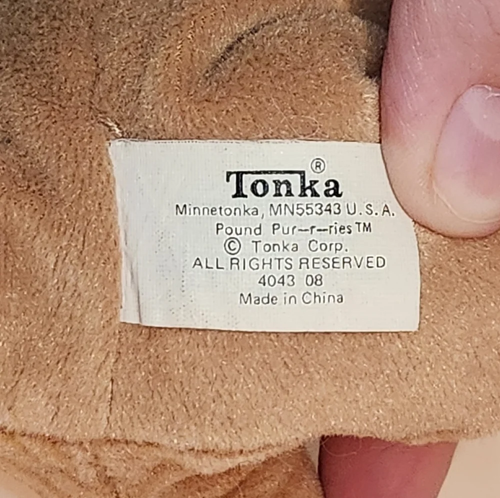 Vintage 80s Tonka Pound Purries Tabby Cat Stuffed animal with wear and tear